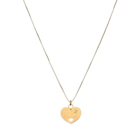 Louis Vuitton Repurposed Heart Pendant in Box Link Necklace - Picture 1 of 2